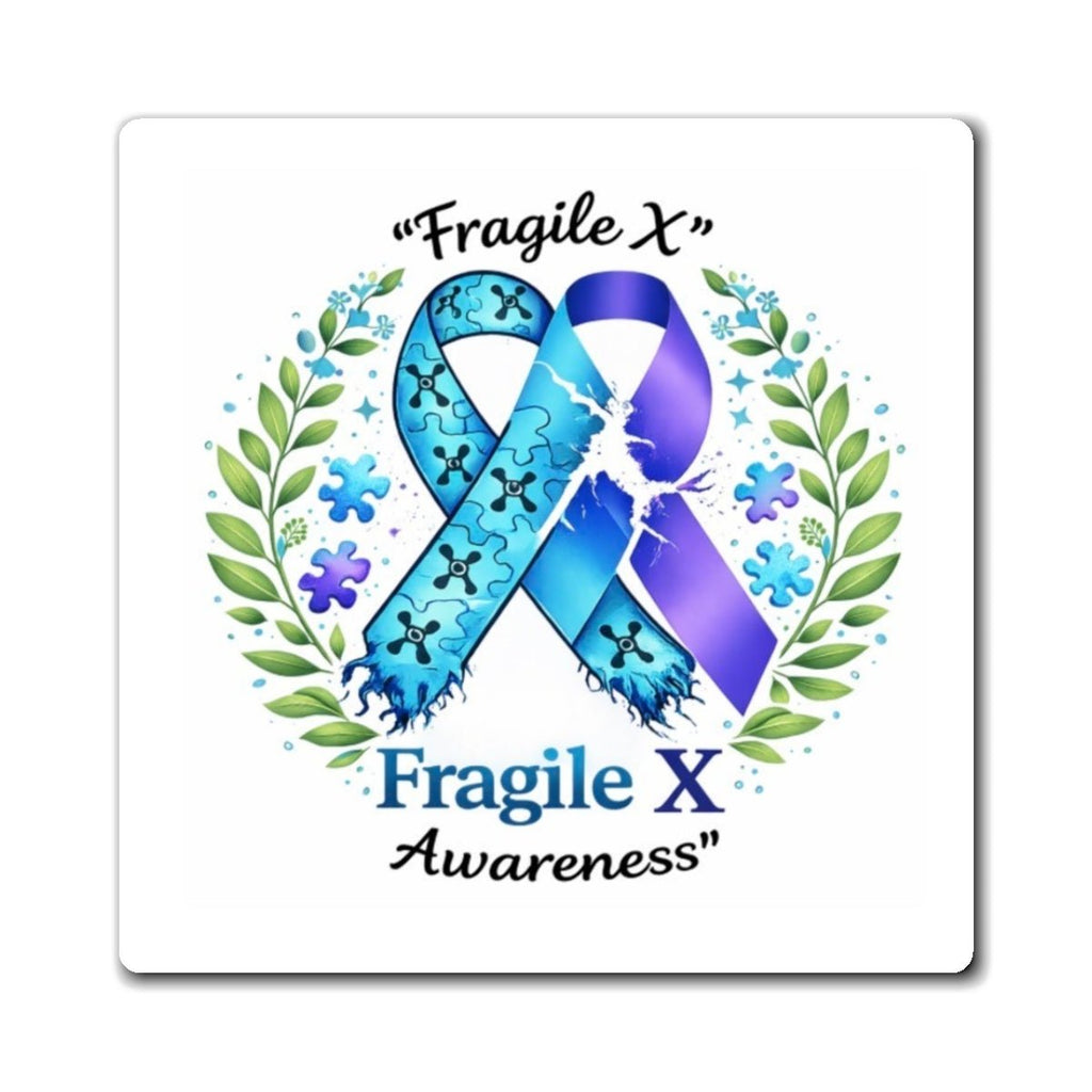 Fragile X Awareness Ribbon Magnet — Blue & Purple Support Magnet - Monette McFadden