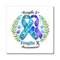 Fragile X Awareness Ribbon Magnet — Blue & Purple Support Magnet - Monette McFadden