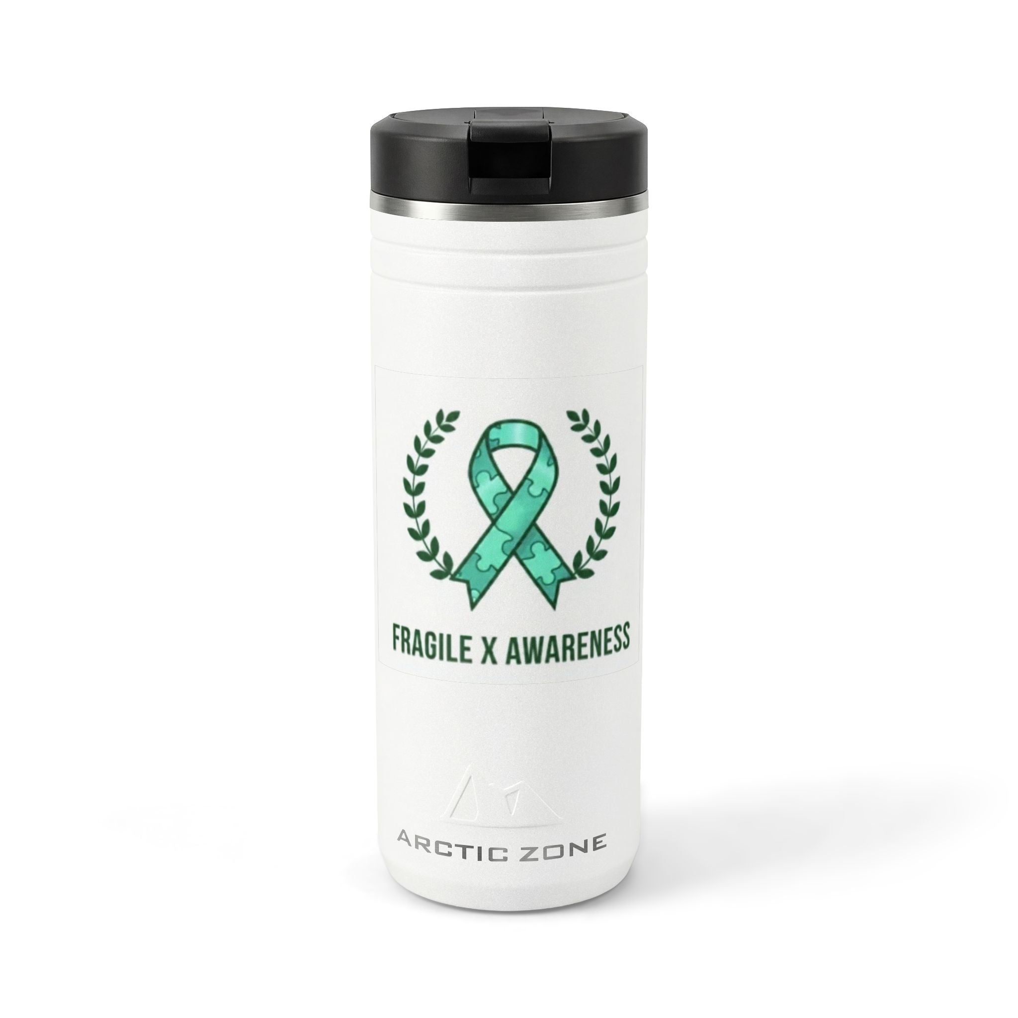 Fragile X Awareness 24oz Thermal Tumbler — Mint Ribbon Travel Mug - Monette McFadden
