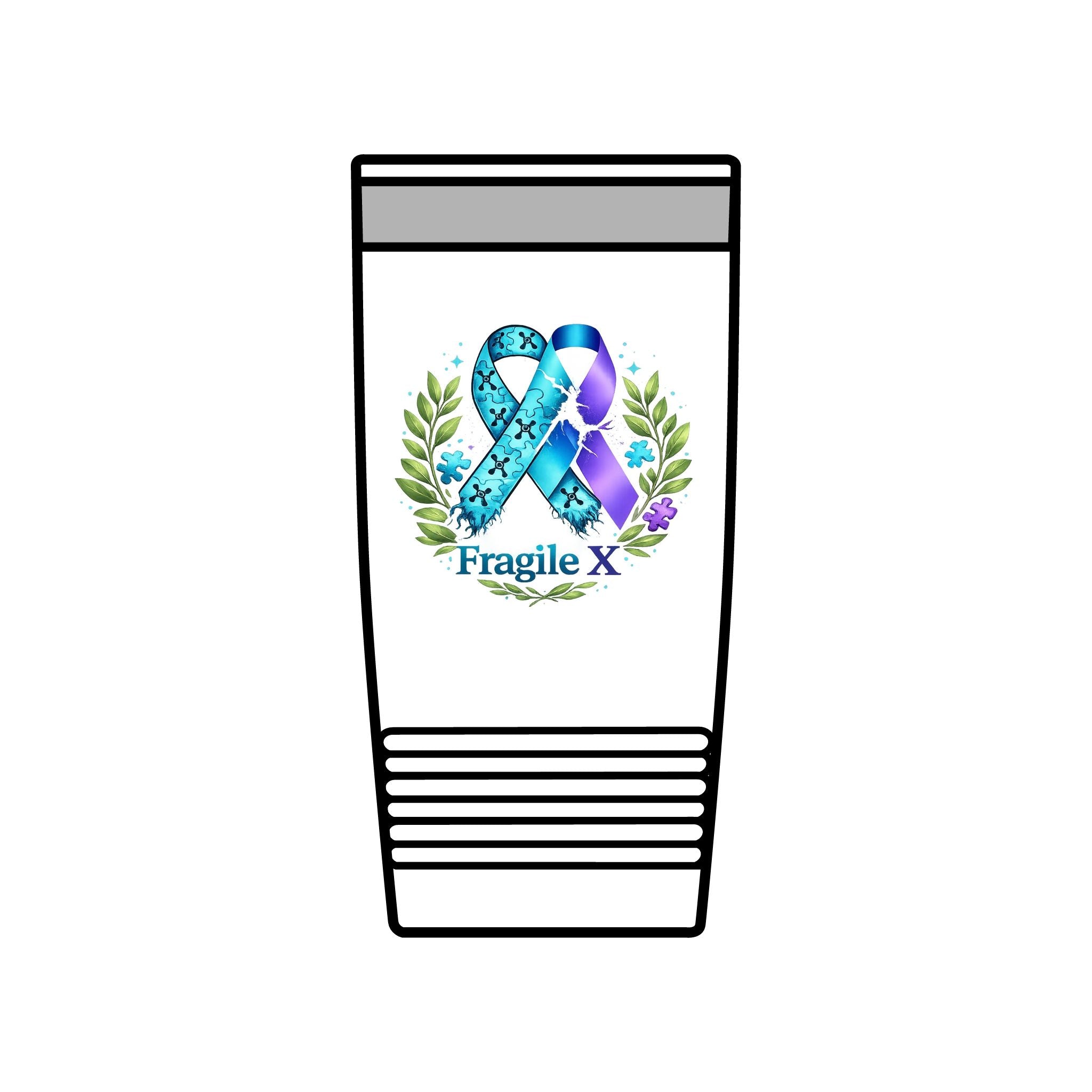 20oz Insulated Tumbler — Fragile X Awareness Ribbon Design - Monette McFadden
