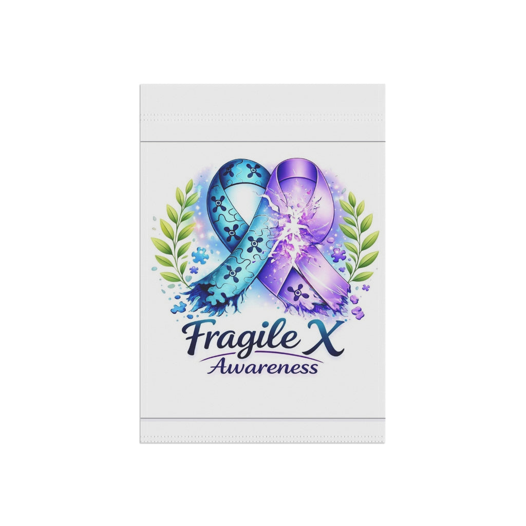 Fragile X Awareness Garden Flag - Blue & Purple Ribbon Yard Banner - Monette McFadden